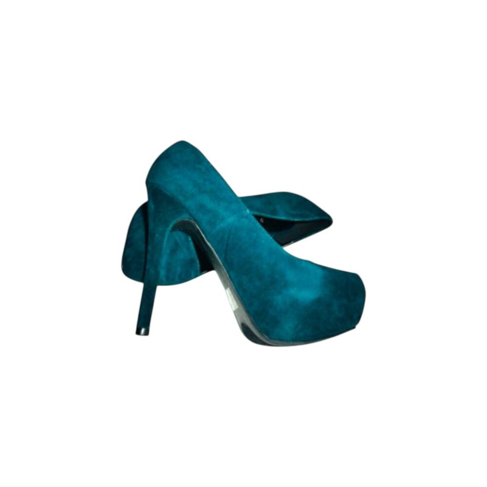 Qupid Teal Faux Suede Platform Pumps – Size 6 – Approx. 5" Heel